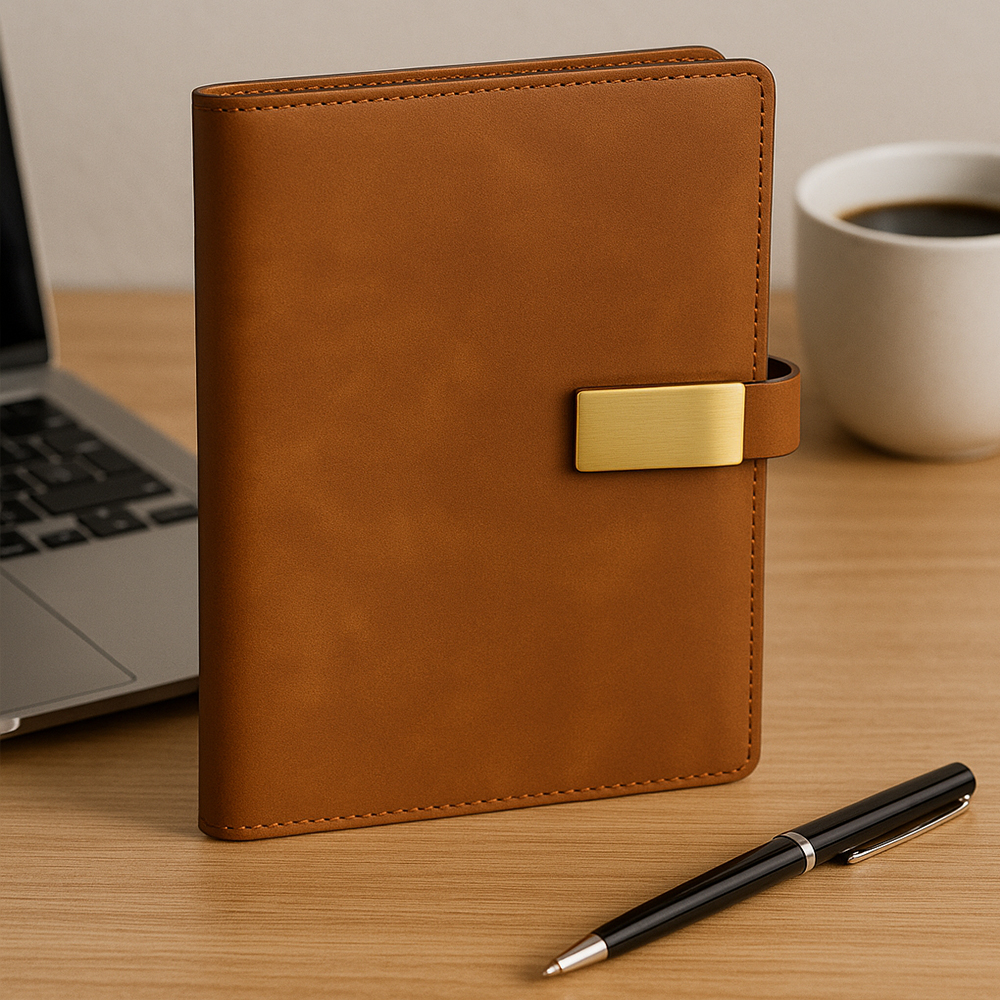 Luxury PU Leather Notebook with Metal Magnetic Lock