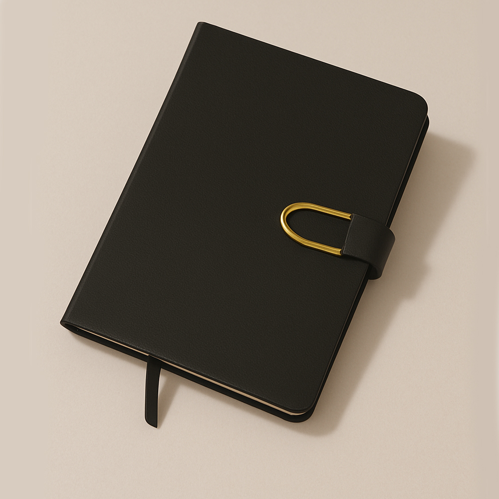 Luxury Executive Hardbound Notebook with Metal Lock – Black