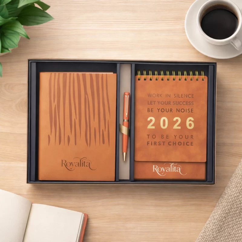 A-5 Notebook, Ball Pen, Leather Calender & 192 Page in Notebook