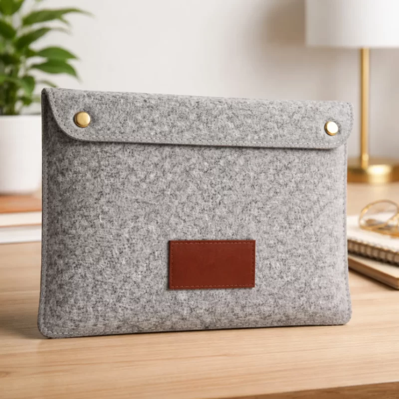 Premium Grey Felt Utility Folder with Snap Closure 9"X7"