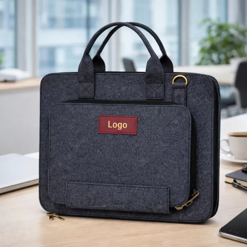 Premium Felt Laptop & Sling Bag 15.6" Inches Lightweight Professional Messenger Bag with Logo Branding