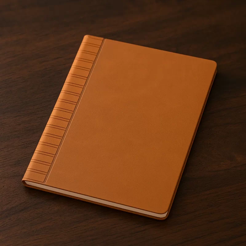 Classic Brown Executive Notebook with Textured Spine Design