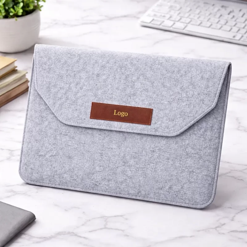 Premium Felt Laptop Sleeve with Leather Logo 15.6" Inches