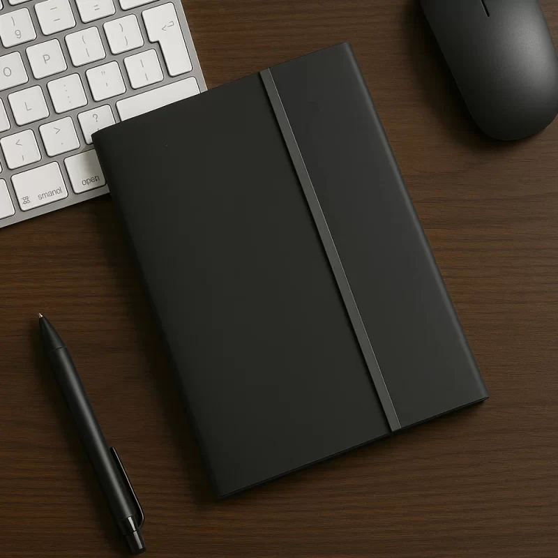 Minimalist Black Executive Notebook with Center Spine Accent