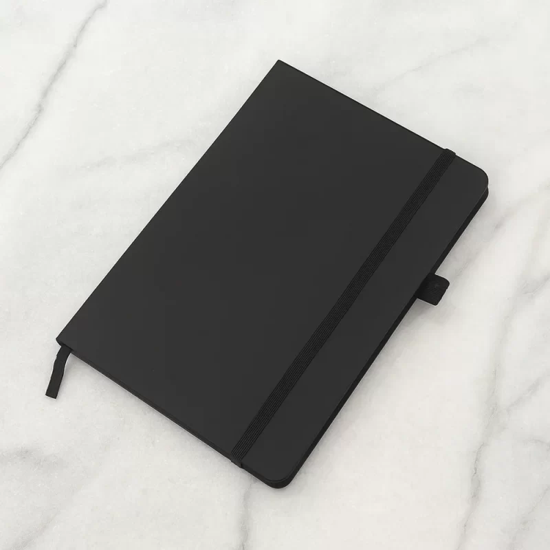 Classic Black Executive Notebook with Elastic Closure & Ribbon Bookmark