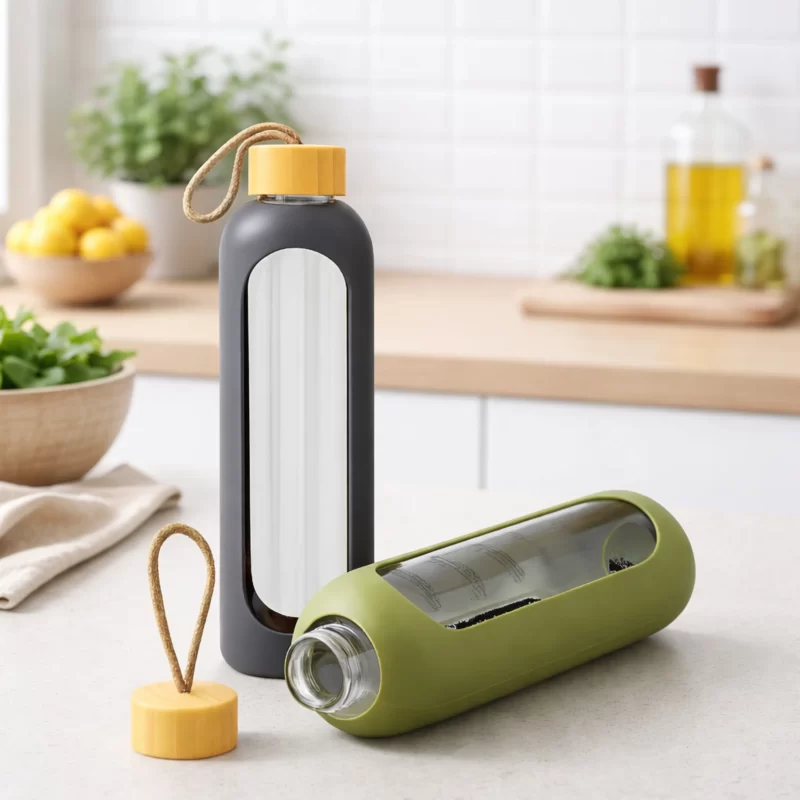 Premium Matte Stainless Steel Water Bottle with Transparent Window & Rope Handle