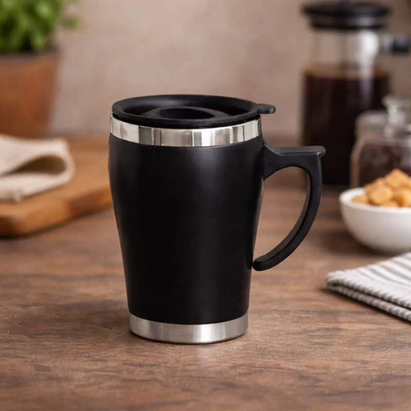 Premium Stainless Steel Coffee/Tea Travel Mug – Matte Black with Lid