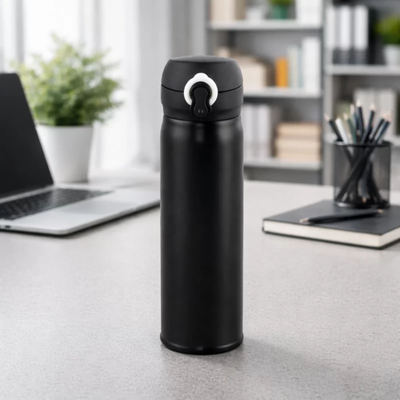 Stainless Steel Vacuum Flasks Water Bottle with Sipper Cap Stainless Steel Insulation Kettle 450 ml (Black)